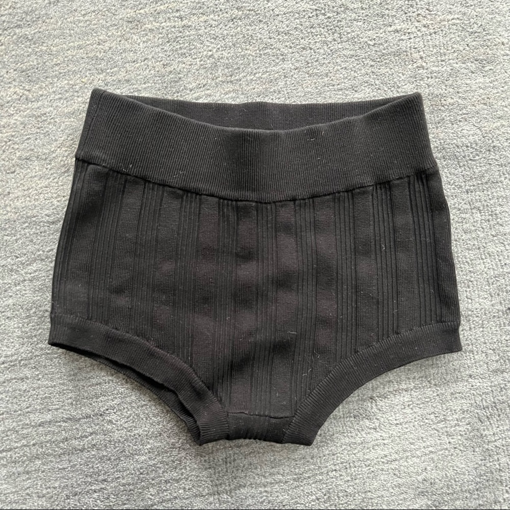 T by ALEXANDER WANG BLACK RIBBED KNIT BRIEFS